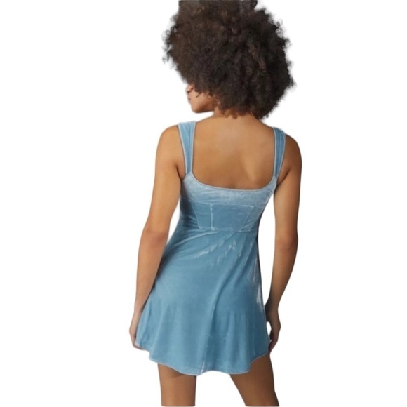 Urban Outfitters Velvet Babydoll Dress M Y2K Mini Corset Empire Waist Coquette - Picture 4 of 12